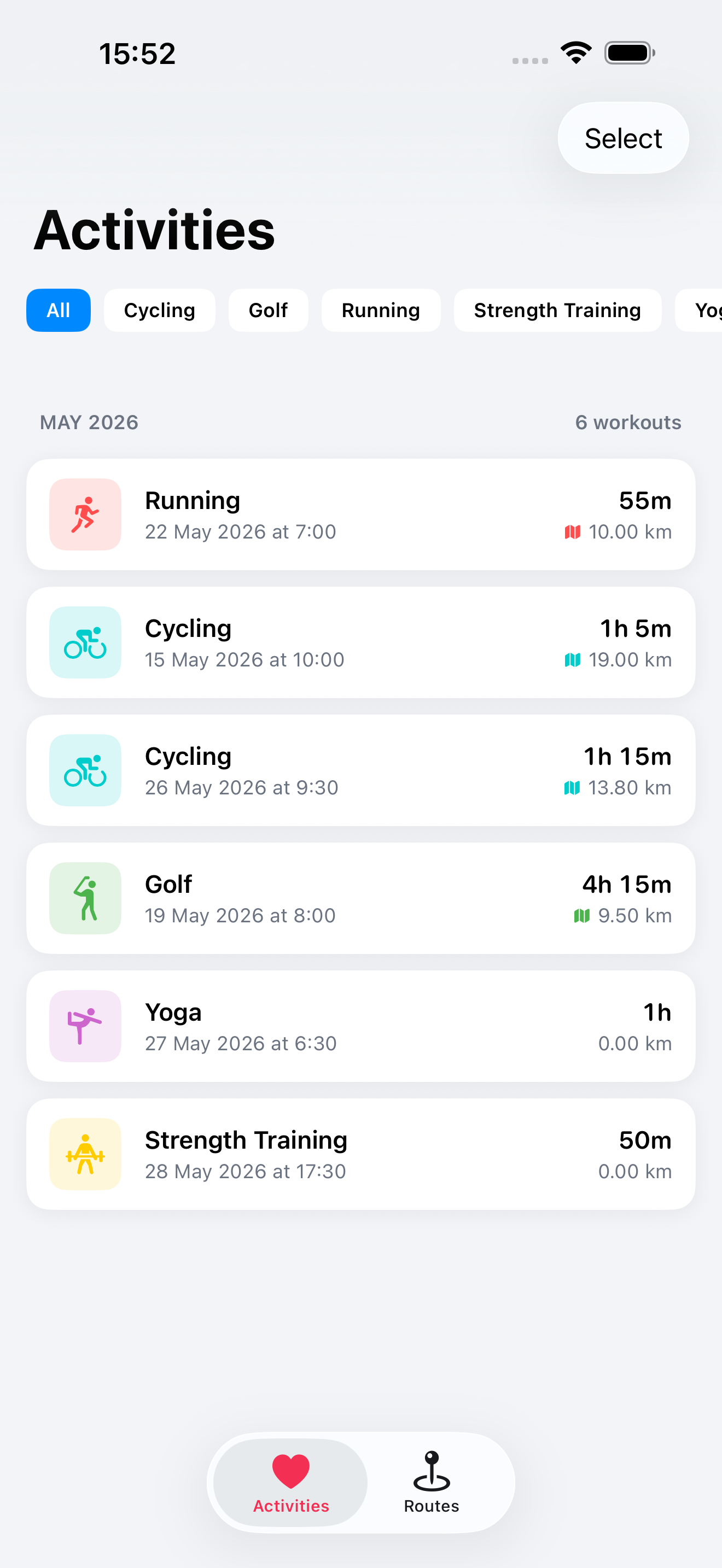 Activities list